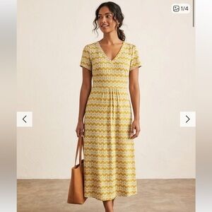 Boden Yellow and White Floral Midi Dress